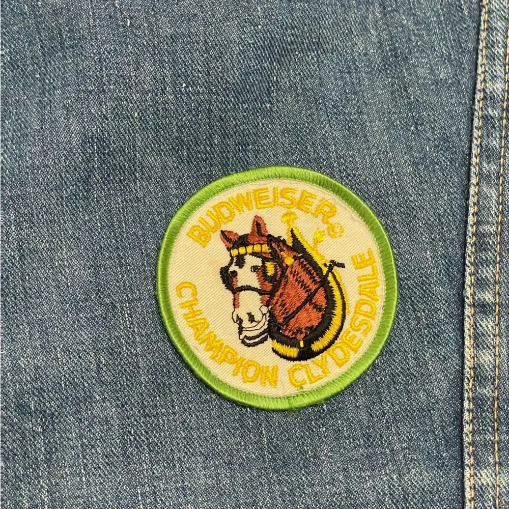 Wrangler Vintage 1970s Jean Jacket Size 40 = Modern US Medium Patches Blue - Picture 5 of 11